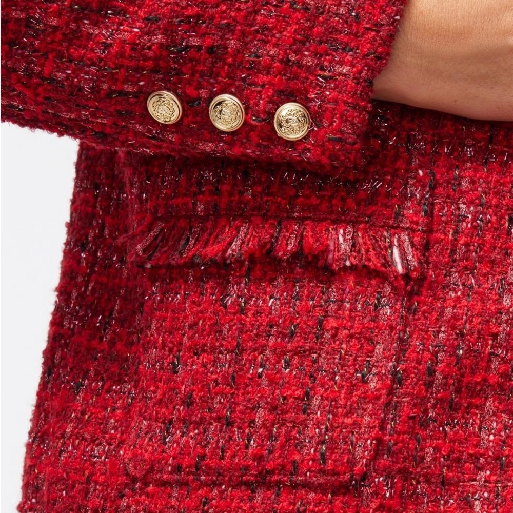 Red Tweed Fringe Jacket - Picture 4 of 7